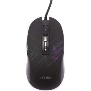NÖRDIC GAME-N1028 Optische USB gaming muis, 7 LED kleuren, 3200 DPI, Bedraad, zwart