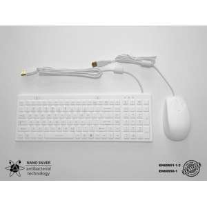 Medisch toetsenbord en muis set voor o.a. tandartsen, klinieken etc. (IP68 gecertificeerd) - QWERTY lay-out