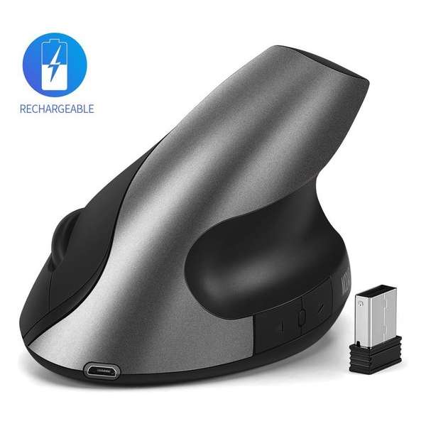 Ergonomische Draadloze Muis - Zwart - Verticale Muis - Draadloos - Oplaadbaar - 2.4G Draadloze Verbinding