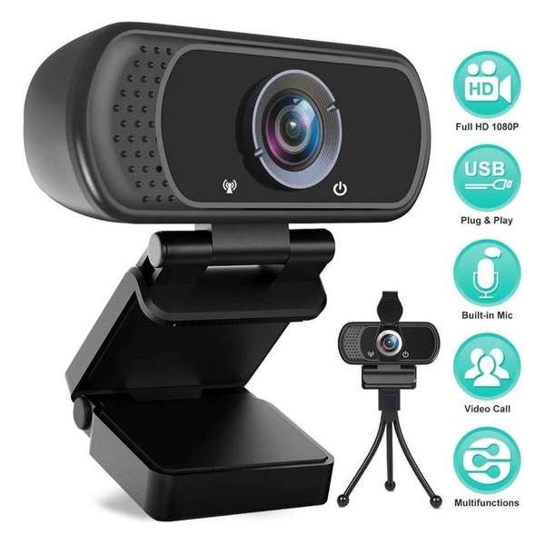 Professionele Webcam 4K lens voor PC met Ingebouwde Microfoon & Inclusief Gratis Webcam Cover + Statief
