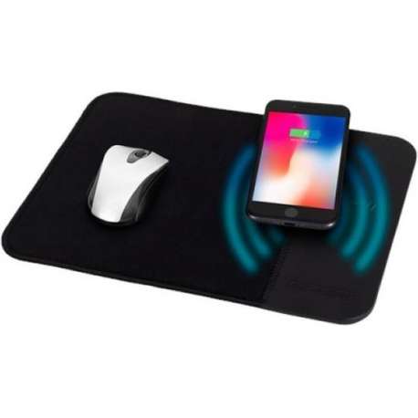 Muismat met draadloze oplader- telefoon- iphone- samsung- zwart - gaming - gamen - games