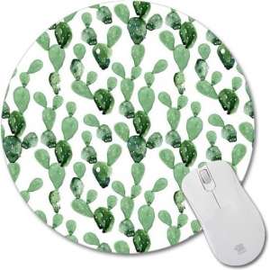 Muismat Rond Cactussen | Muismat Rubber | Mousepad 20 x 20 cm
