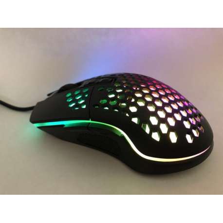 RGB  GAMING MUIS - MUIS MET DRAAD - GAME MUIS - 7 KNOPPEN - LED VERLICHTING - 800 TOT 6400 DPI - ZWART