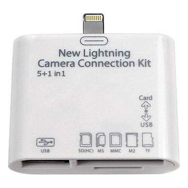 Lightning naar USB / SD kaartlezer - cardreader - camera connection kit - 5 in 1 - voor Apple Ipad Mini, Ipad 4, Ipad Air Lightning naar USB / SD kaartlezer - cardreader - camera connection kit - 5 in 1 - voor Apple Ipad Mini, Ipad 4, Ipad Air