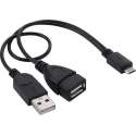 Micro USB to USB 2.0 Male & USB 2.0 Female Host OTG Converter Adapter Kabel, Length: About 30cm(zwart)