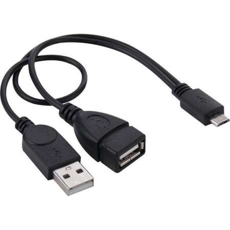 Micro USB to USB 2.0 Male & USB 2.0 Female Host OTG Converter Adapter Kabel, Length: About 30cm(zwart)