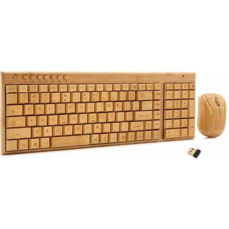 Houten Bamboe Toetsenbord met Muis