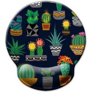 muismat met polsondersteuning Cactus met textiel toplaag pols steun