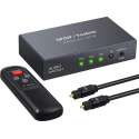 DrPhone 3x1 Digitale optische audio SPDIF Toslink – Glasvezelschakelaar met en IR-afstandsbediening – Zwart