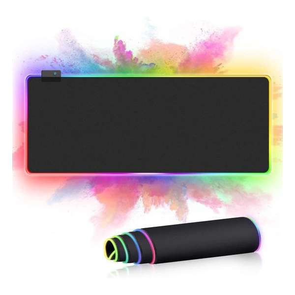 Gaming Muismat | LED Verlichting | RGB | Extra Groot | 80 x 30 CM | Antislip Gaming Muismat | LED Verlichting | RGB | Extra Groot | 80 x 30 CM | Antislip