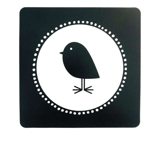 Muismat / Mousepad | Vierkant 20 cm | zwart & wit print | VOGELTJE
