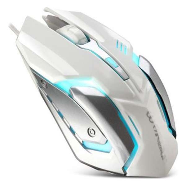 Warwolf M-02 1600DPI - Game Muis - Gaming Muis - 4 Knoppen -  met LED verlichting - Wit