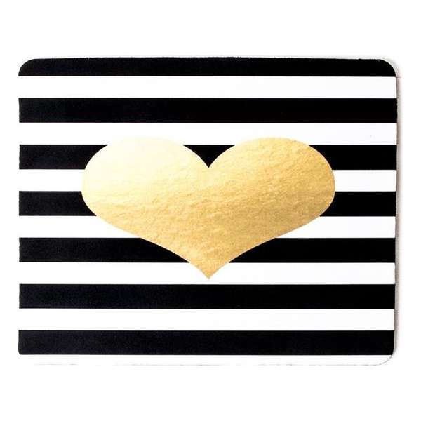 Muismat Golden Heart | Muismat Rubber | Zwart Wit Goud