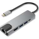 USB-C ADAPTER MACBOOK ETHERNET 5in1 HUB - HDMI 4K 2 USB
