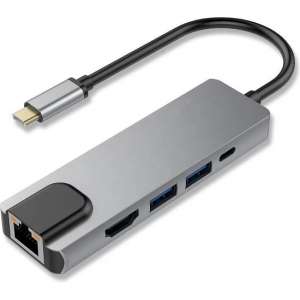 USB-C ADAPTER MACBOOK ETHERNET 5in1 HUB - HDMI 4K 2 USB
