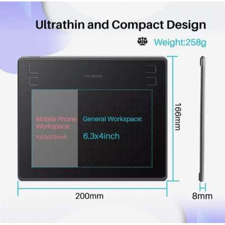 Huion hs64 grafische tekentablet