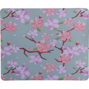 Mairuige Muismat-Mintgroen Motief-Uitvoering Roze Bloemen-Rubber-Zacht en Glad-Antislip