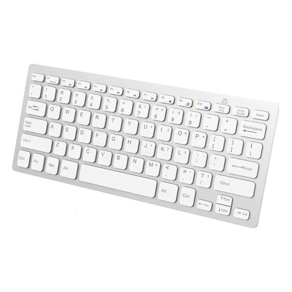 Draadloos Toetsenbord Bluetooth Wireless Keyboard Dun Universeel – Wit