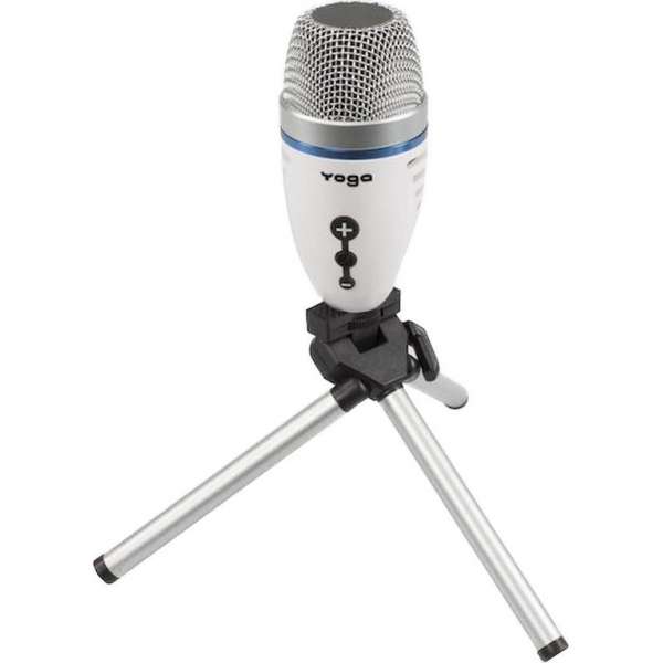 Yoga EM-310U USB statief Microfoon, 50Hz - 18 kHz, 5/8 statiefbevestiging, 3,5 mm-uitgangsconnector, wit