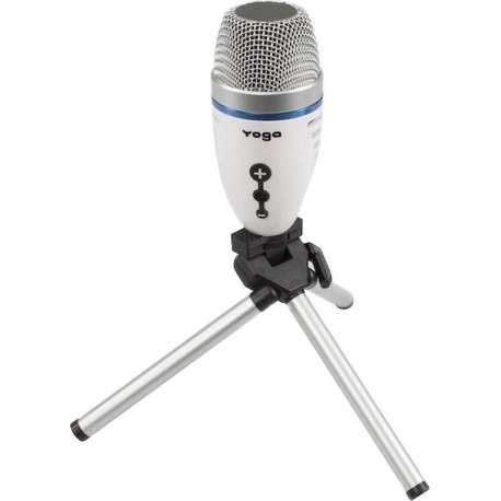 Yoga EM-310U USB statief Microfoon, 50Hz - 18 kHz, 5/8 statiefbevestiging, 3,5 mm-uitgangsconnector, wit