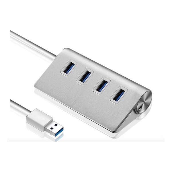 USB Hub 3.0 | 4 Poort | Zilver | Aluminium | Usb-hubs