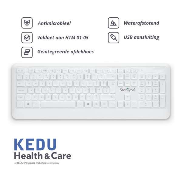 Medisch toetsenbord. Waterdicht, Afneembaar, Antimicrobieel. Voor huisartsen,tandartsen, klinieken etc