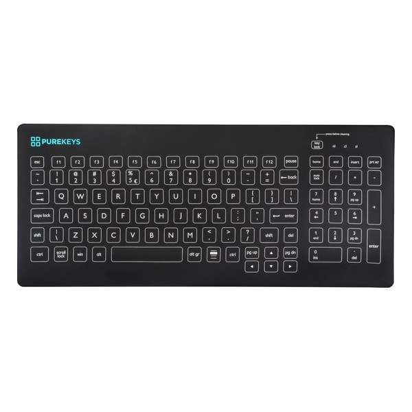 Purekeys Hygiënisch Bedraad Toetsenbord zwart Purekeys Hygiënisch Bedraad Toetsenbord zwart