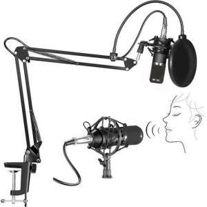 NÖRDIC BM800USB Microfoonkit met USB, condensatormicrofoon, tafelstandaard popfilter, shockmount en audiokabel, Zwart