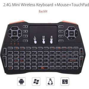 DrPhone VTI8+ Wireless Toetsenbord + Touchpad met Backlit - RF 2.4G Draadloos – QWERTY + muis + multimediabediening + DPI