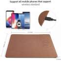 Qi Wireless Charger Muismat Leder Bruin - Draadloze Oplader - Game - Smartphones - Samsung - Apple - Huawei