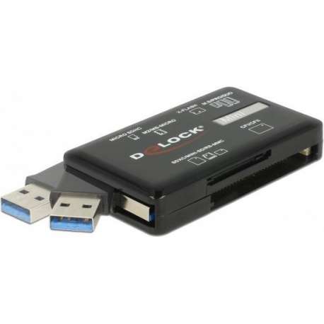 DeLOCK USB Cardreader all-in-one met USB-A connector en 6 kaartsleuven - USB3.0