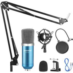 Neewer USB Microfoon set | Verstelbare arm | Streaming | Youtube | Plug & Play | PC | Blauw