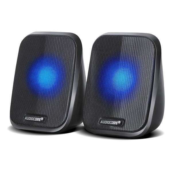 Computerluidsprekers 6 W USB-minijack Zwart Audiocore AC835 LED