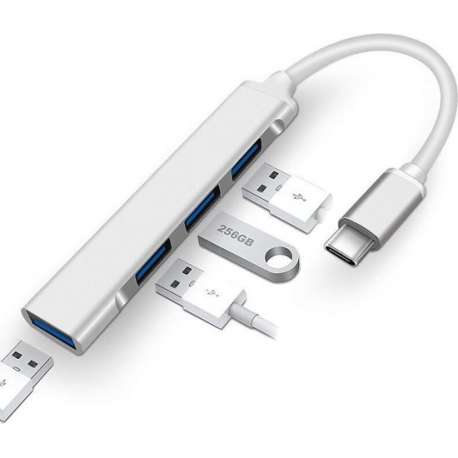 DrPhone ONVIA - USB-C - 4 Poort USB 3.0 / 2.0 Dock - Type-C Aluminium Case - Docking - Extra USB Poorten Uitbreiding