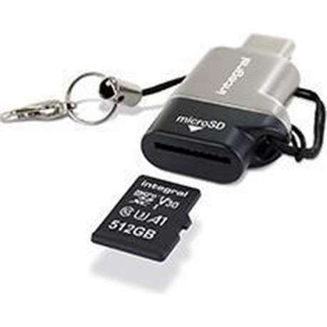 Integral INCRUSB3.0CMSD geheugenkaartlezer Zwart, Zilver USB 3.0 (3.1 Gen 1) Type-C