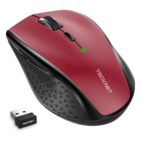 TeckNet Classic 2.4G Draadloze Muis, M2 | 4800DPI | 30 maanden batterijduur | Rood