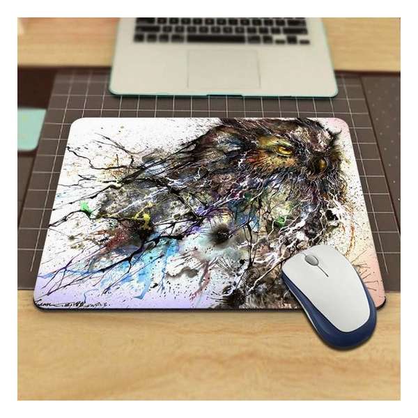 Leuke Muismat Met Uil 18X22cm - Muis - Kantoor - Bureau - Computer