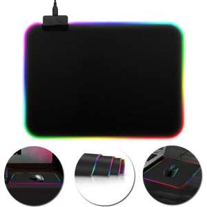 Gaming muismat met verlichting | Muismat met LED | Anti-slip | RGB | Waterproof | 25 cm x 35 cm | Zwart