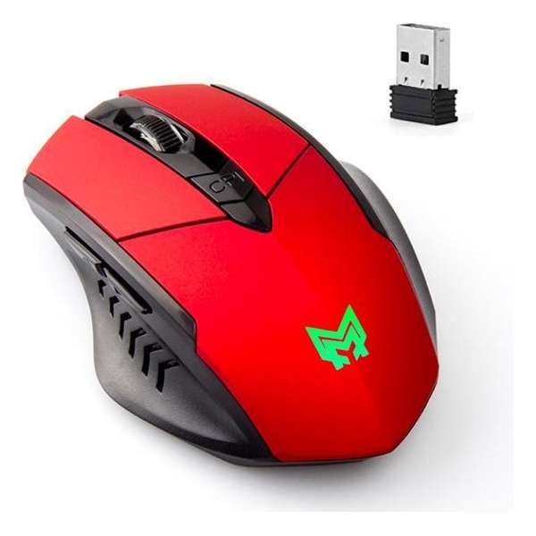 Optische 6D Gaming Muis | Draadloze Oplaadbare Ergonomische Game Muis | Verstelbare DPI | Cadeau voor man & vrouw | Rood
