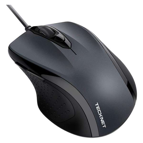 TeckNet Pro Muis met Kabel | Instelbare DPI | 2000DPI | Grijs