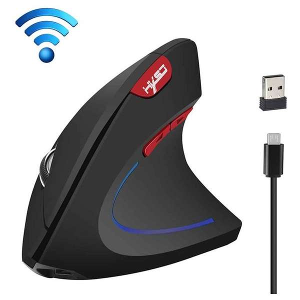 HXSJ T22 2.4GHz draadloze 4-toetsen 2400 DPI instelbare ergonomie optische verticale muis (zwart) HXSJ T22 2.4GHz draadloze 4-toetsen 2400 DPI instelbare ergonomie optische verticale muis (zwart)