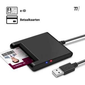 TIKKENS eID Kaartlezer - Identiteitskaartlezer - Smartcardlezer - SmartCard - eID Lezer - Windows/Mac/Linux - USB - Zwart