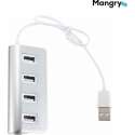 USB splitter HUB - USB hub 4-poorts - USB 2.0 4-ports aluminium hub - Voor de Computer / Laptop - Mangry