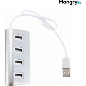 USB splitter HUB - USB hub 4-poorts - USB 2.0 4-ports aluminium hub - Voor de Computer / Laptop - Mangry