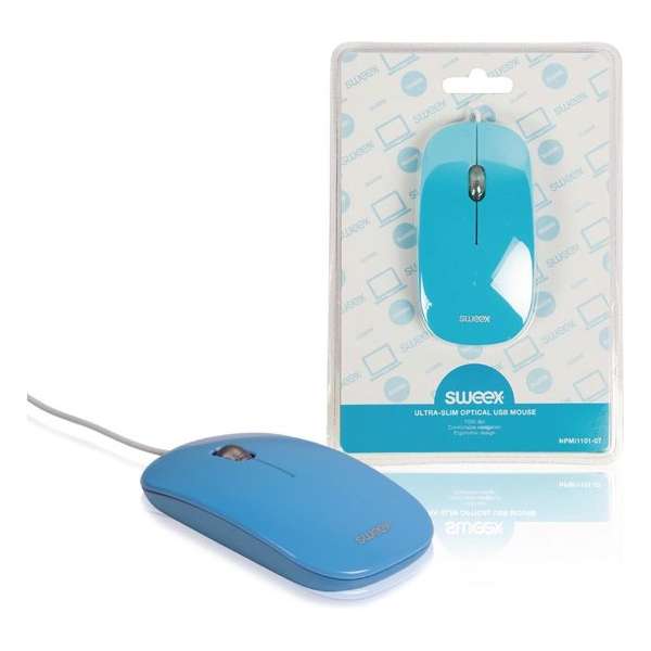 Sweex NPMI1101-07 Muis Optisch Ultraslank Usb 1000 Dpi Blauw Sweex NPMI1101-07 Muis Optisch Ultraslank Usb 1000 Dpi Blauw