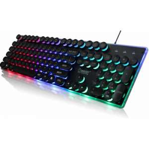ZERODATE KB202 104 toetsen 3-kleur gemengd Backlight Retro Punk ronde Keycap Wired gokkentoetsenbord  kabel lengte: 1.5m