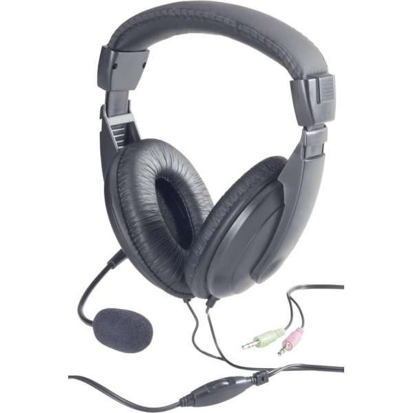 Basetech BT-260A PC-headset 3.5 mm jackplug Kabelgebonden, Stereo Over Ear Zwart