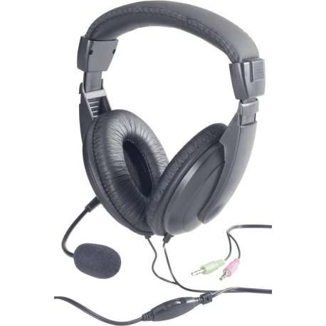 Basetech BT-260A PC-headset 3.5 mm jackplug Kabelgebonden, Stereo Over Ear Zwart