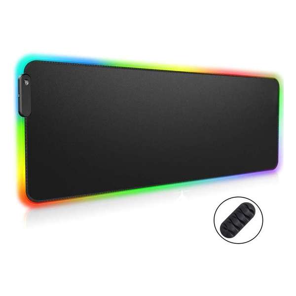WURK RGB Gaming Bureau Onderlegger - Gaming Muismat XXL - LED Verlichting - Anti-Slip - 90x40 WURK RGB Gaming Bureau Onderlegger - Gaming Muismat XXL - LED Verlichting - Anti-Slip - 90x40