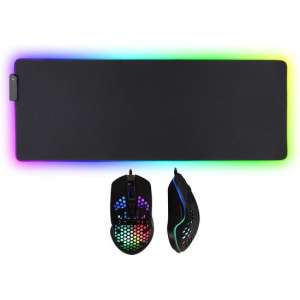 RGB Muismat XXL + RGB Muis - Muis Gaming - Muismat Gaming - Pro Gaming - 80 * 30 CM - Verstelbare DPI 6400
